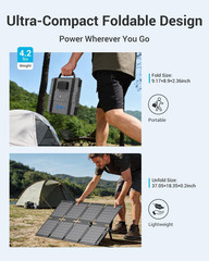 60W Portable Solar Panels with PD 45W USB-C, 20W USB-A, DC Outputs | Built-In Ki