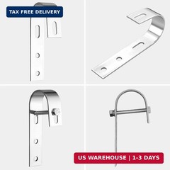 4PCS Solar Panel Mounting Brackets for Balcony & Fence, No Drill | 304 Sta