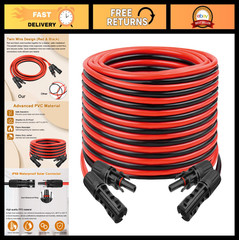 50FT 8AWG Solar Extension Cable – Tinned Copper PV Wire, Weatherproof Connectors