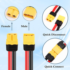 XT60 Extension Cable 10AWG 40FT XT60 to XT60 Cable with Male to Female Connector