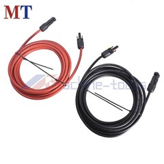 1 Pair 20FT Black + Red 6mm²/10AWG Solar Panel Extension Cable Wire Connector