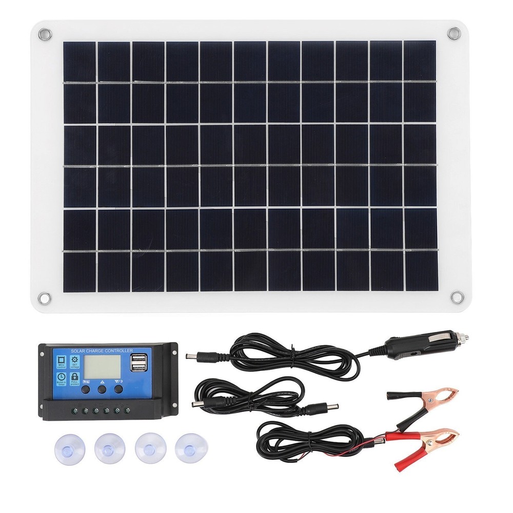 Solar Panel Kit 15W Portable Solar Battery Charger Maintainer 10A 12V 24V Solar