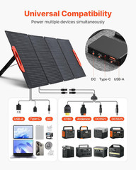 150W Foldable Monocrystalline Solar Panel, 23% Efficiency Portable ETFE Mono Sol
