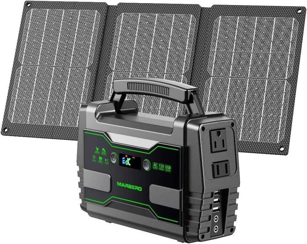 MARBERO 155Wh Solar Generator w/ 30W Panel Portable Power Station AC USB
