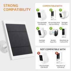 High Efficiency Solar Panel Kit for Ring Cameras – 10ft Cable & All-Weather Use