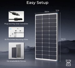 Renogy N-Type 16BB 12V 100W Watt Solar Panel PV Power Charger RV Marine Off-Grid