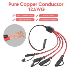 12AWG SAE Y Splitter Extension Cable with SAE Polarity Reverse Adapter 2 FT SAE