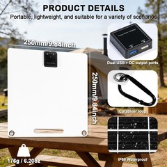 50W Flexible Solar Panel USB Output Phone Power Bank Outdoor RV Emergency Use