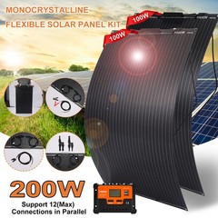 200W Flexible Mono Solar Panel to 12V 24V Battery Off Grid RV Marine Camping