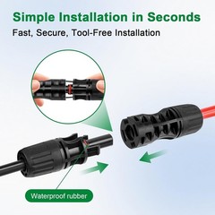 Solar Extension Cable 8AWG 15FT 2-Pack (Red + Black), PV Wire with Male/Female S