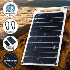Portable Solar Panel 35W 5V Waterproof USB Charging Phone Compatible