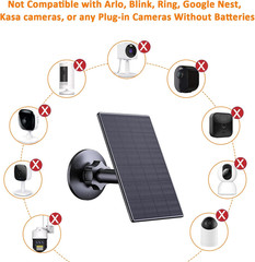2W Solar Panel for Security Cameras with USB and USB-C Port, 2 Pack | Solar Char