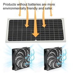 Solar Powered Fan 30W Waterproof Solar Panel Dual Exhaust Fan for Chicken Coop