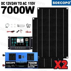 7000W Solar Bundle: 12V24V to 110V/220V Inverter + 2pcs High-Efficiency Solar