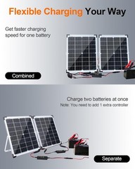 Cargador de batería solar de 12 V y 50 W, 2 mantenedores de batería solar