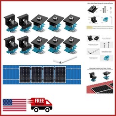 Solar Panel Mounting Kit 10PCS with T-Shaped Mid and End Clamps Black