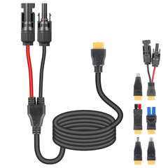 6-In-1 Solar Panel Connector Cable Kit, 14AWG Heavy-Duty Weatherproof Extension,