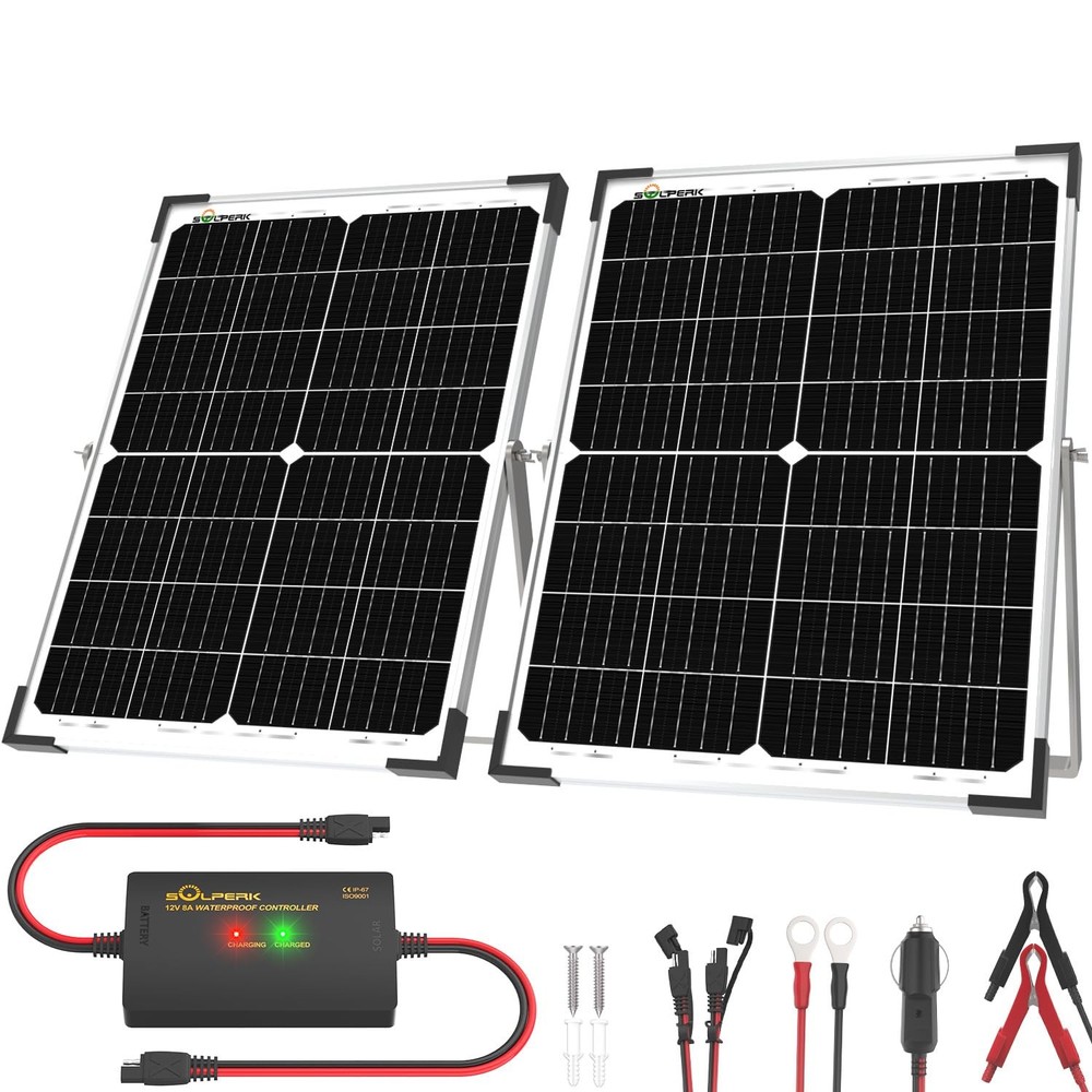 SOLPERK 12V 50W Solar Panel Kit, 2pcs 25W Solar Battery Maintainer+Waterproof