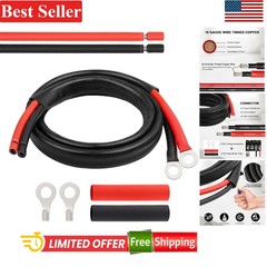 High-Efficiency 10 AWG Solar Battery Cable with Protective Sleeving – 3FT Length