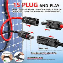 2×50 Feet Solar Panel Extension Cable- 10AWG Solar Cable Solar Panel Cable with