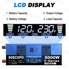 8000W Solar Power Kit Inverter, 2pcs 200W Solar Panels & 100A Controller