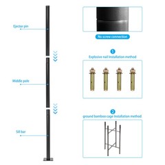 3m/10ft Black Galvanized Steel Parking Lot Lighting Post W/ Ground Cage Outdoor