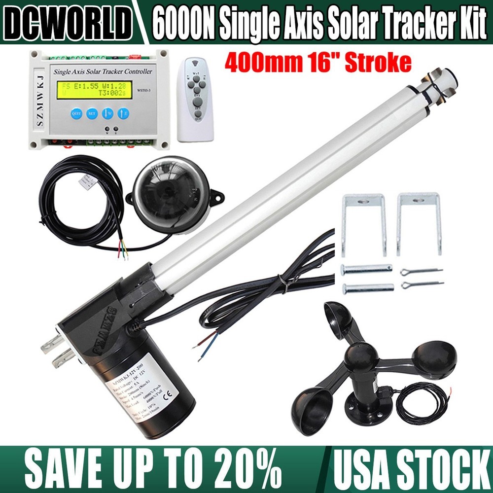 6000N Single Axis Solar Tracker Controller &16″ Linear Actuator &Anemometer Kits