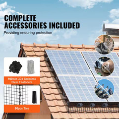6 In. X 100 Ft. Solar Panel Bird Guard, Critter Guard Roll Kit with 100 Aluminum