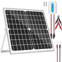 Solar Panel Kit 20W 12V Solar Battery Trickle Charger Maintainer + Upgrade Co…