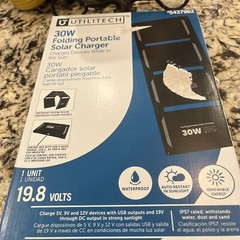 Utilitech 30W Folding Portable Solar Charger Panel, USB & USB-C, & DC Output!