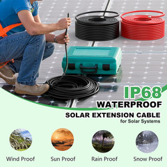 2X100Ft Solar Wire 10AWG， Solar Panel Cable Tinned Copper PV Wire for Outdoor Ca