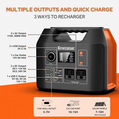 300W 296Wh Battery Bank with 110V Pure Sine Wave AC Outlet for Outdoors Camping