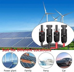 10 AWG Solar Panel Extension Cable PV Wire Solar Connectors Pair Black Red 6mm²