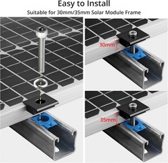 20Pcs Solar Panels Mid Clamps for Unistrut, Aluminium 30Mm/35Mm Solar Panel Brac