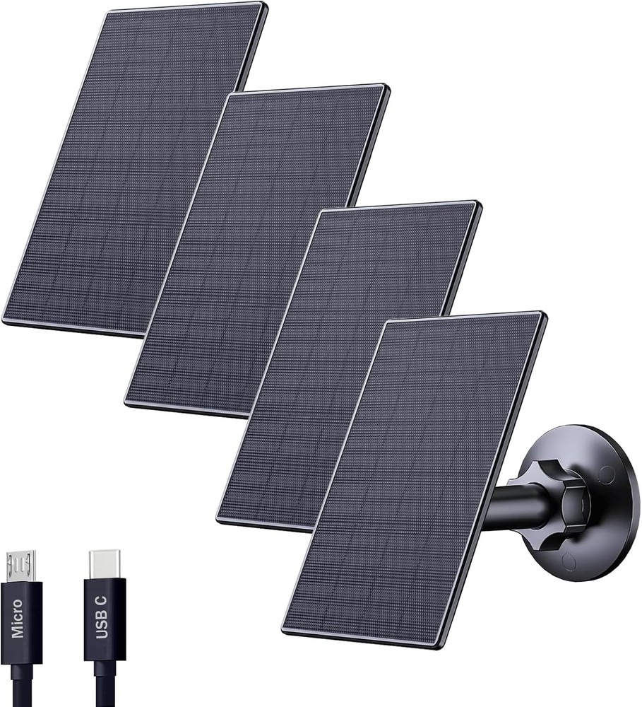 2W Solar Panel Security Cameras W/ USB & USB-C Port 4 Pack USB Solar charger