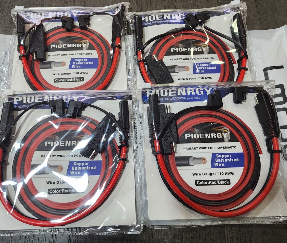 LOT OF 4 SAE Extension Cable 10AWG Quick Disconnect Wire Harness with SAE Adapte