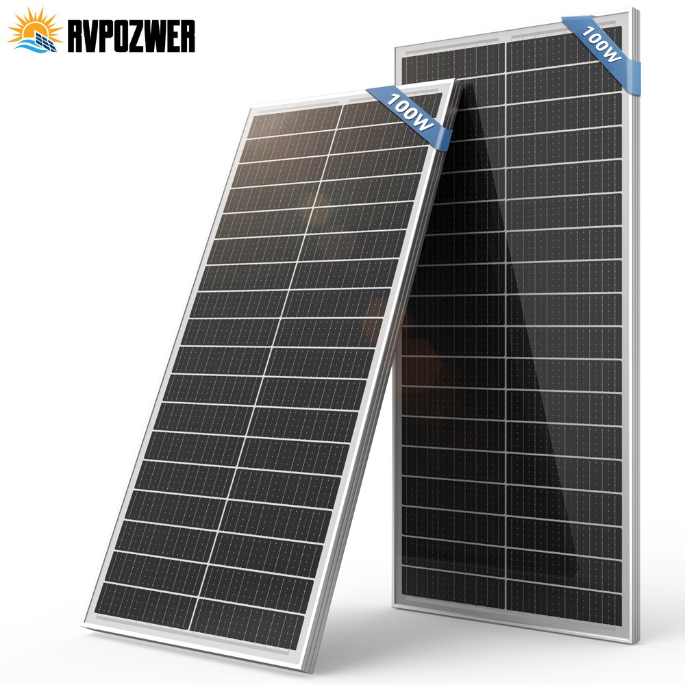 Rvpozwer 100W 200W 400W 12V/24V Mono Solar Panel 18BB Cell RV Home Off Grid US