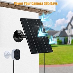 4W Solar Panel Charger for Security Cameras, USB-C & USB, IP66 Waterproof, 360°