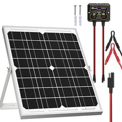 Solar Panel Kit 20W 12V, Solar Battery Trickle Charger Maintainer + Upgrade C…