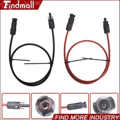 Findmall 25 Feet Black + Red 12AWG Solar Panel Extension Cable Wire Connector