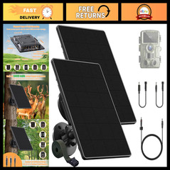 Solar Panel Charger for Trail Cameras, 6W 6000mAh Battery, Waterproof, 2 Pack