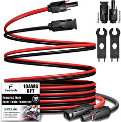 Twin Solar Extension Cable 6FT 10AWG 6mm2 IP67 Male Female Connectors for RV