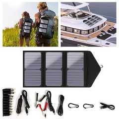 2USB 60W Solar Panel Kit Folding Power Bank Outdoor Camping Hiking Phone Charge.