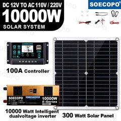 10000W Power Inverter Solar Generator With 300W Solar Panel Home Complete Set