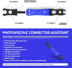 Mc4 Disconnect Tool, Solar Serpent 5-In-1 Multipurpose Solar Connector Tool, Ass