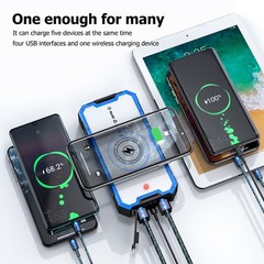 Solar Power Bank Waterproof wireless 36800mAh Fastest Charger 4USB Charging Port