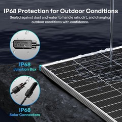 Renogy 100W N-Type Bifacial Solar Panel Double-Side PV Module For RV Marine