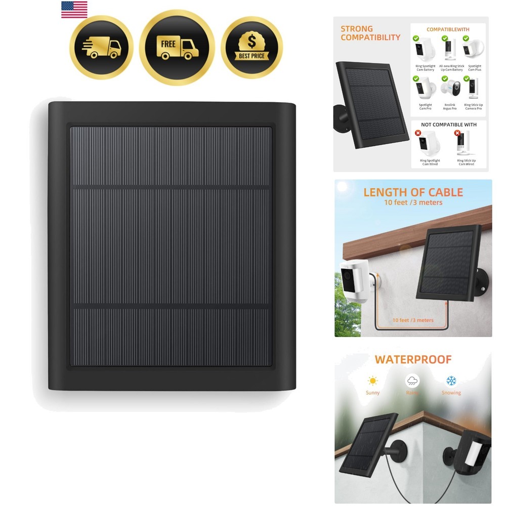 Solar Panel for Ring Camera Outdoor Charger 4W USB-C Compatible with Spotlight