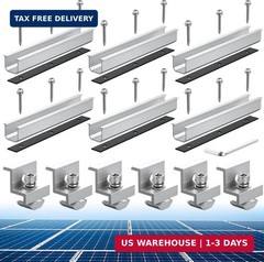 Solar Panel Roof Mounting Kit, 7.87″ Aluminium Solar Rail & Clamps | Solar