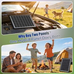 20W Hybrid Solar Battery Charger & Maintainer 12V USB Hub Kit Waterproof